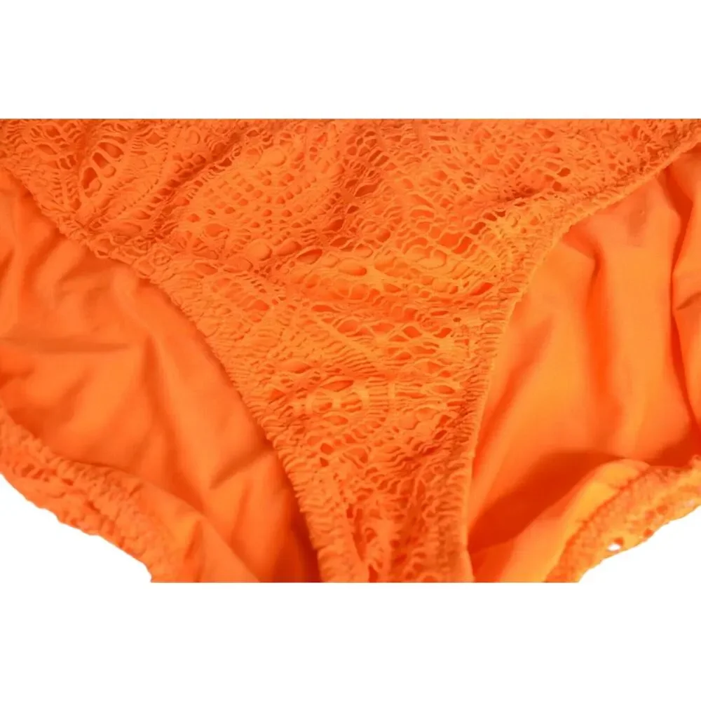 RALPH LAUREN Women's Orange Crochet Lace Bikini Bottoms